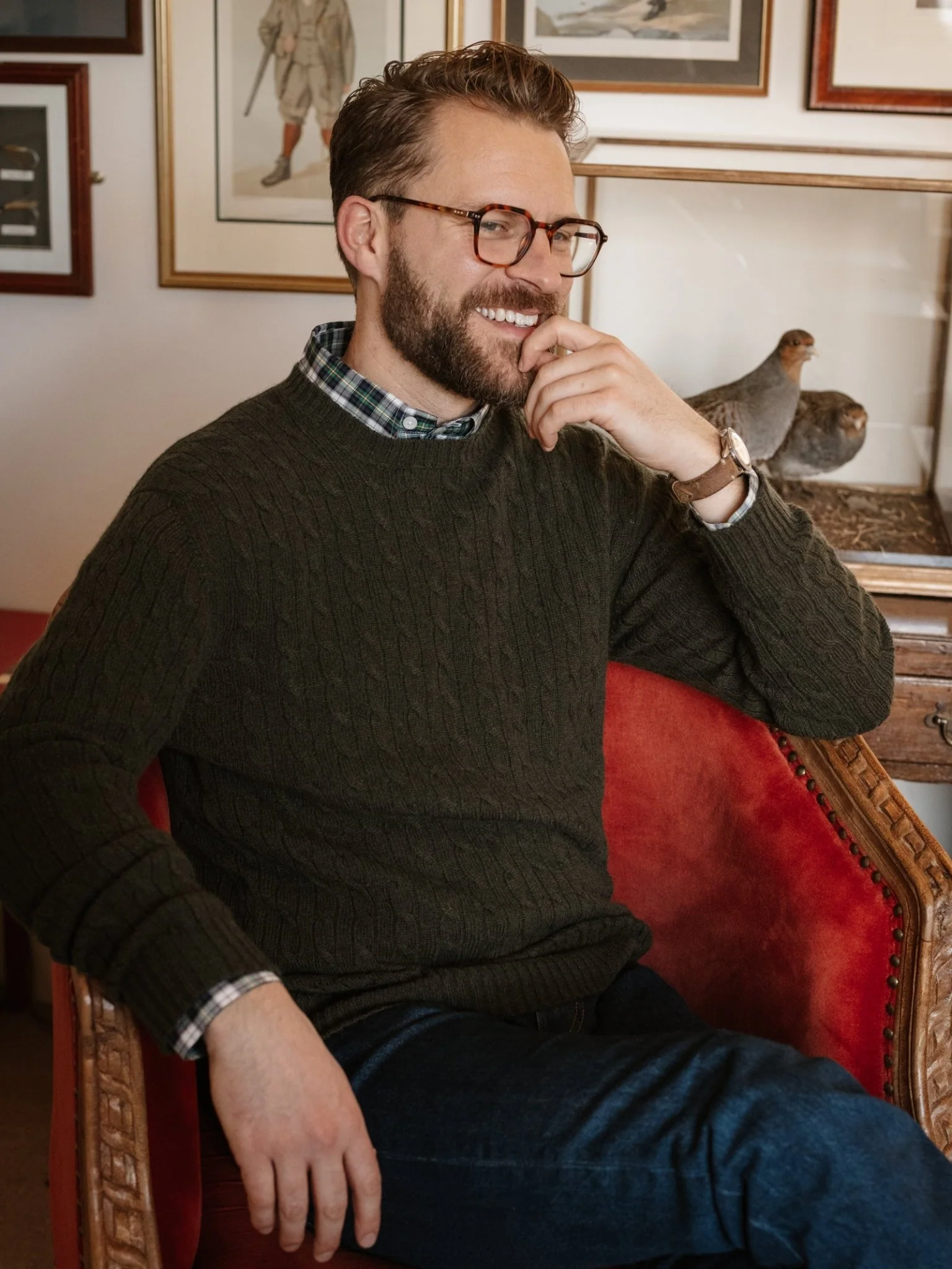 Cashmere Cable Crew Jumper - Image 3