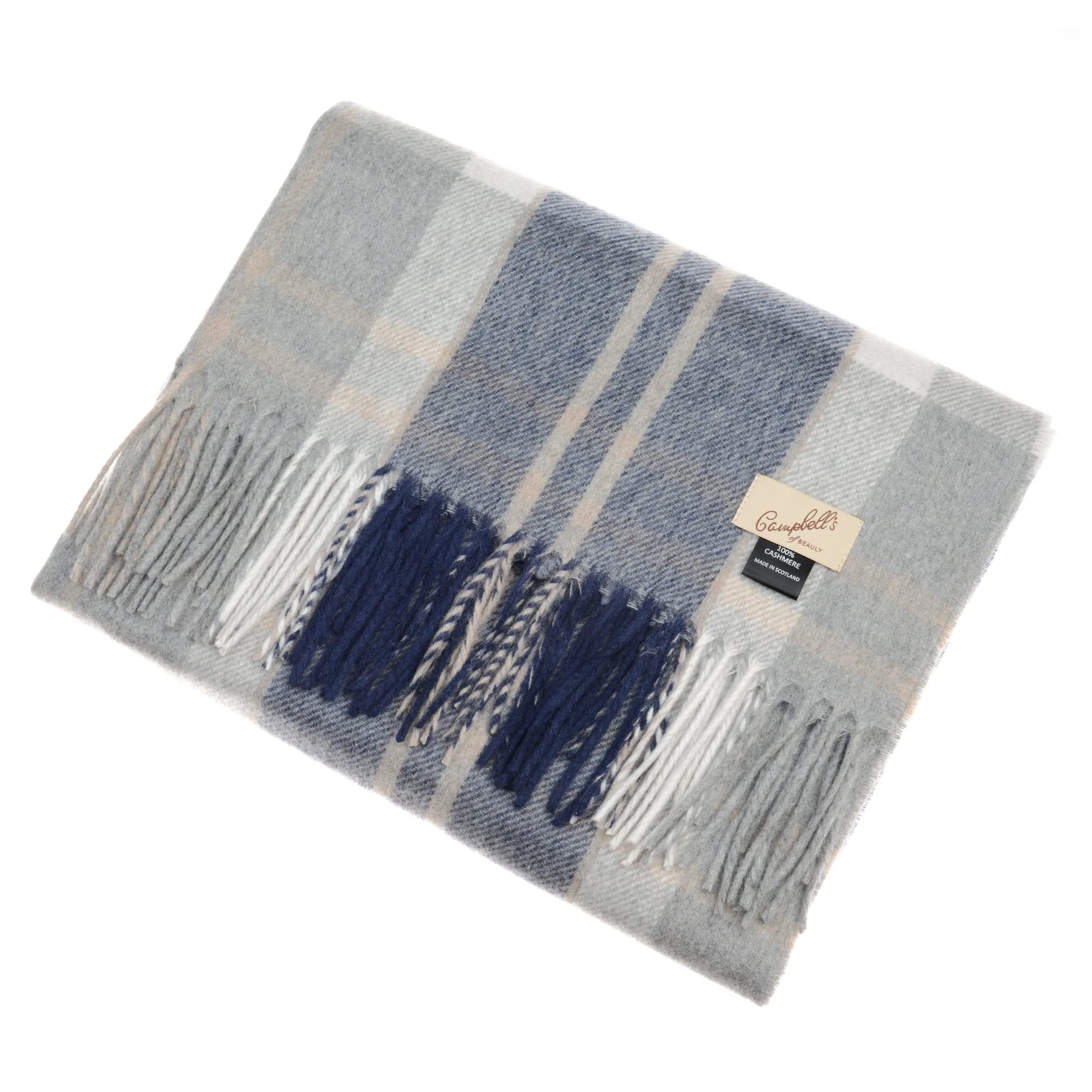 Unisex Cashmere Wide Tartan Scarf - Image 3