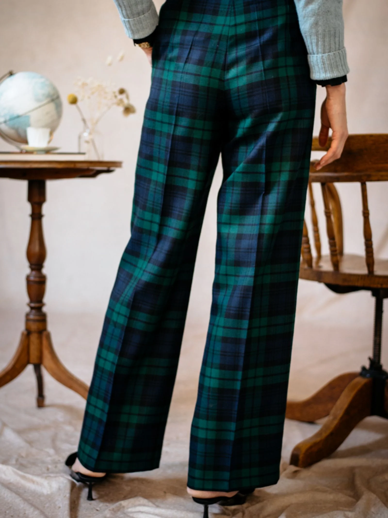 Wide Leg Blackwatch Trousers - Image 5